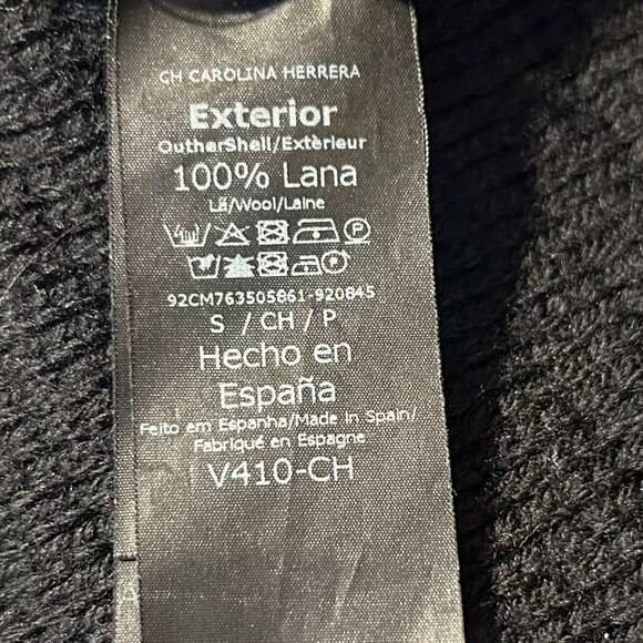 Womens Carolina Herrera Black Pure Wool Thick Knit Ribbed Designer Cardigan S - Picture 16 of 16